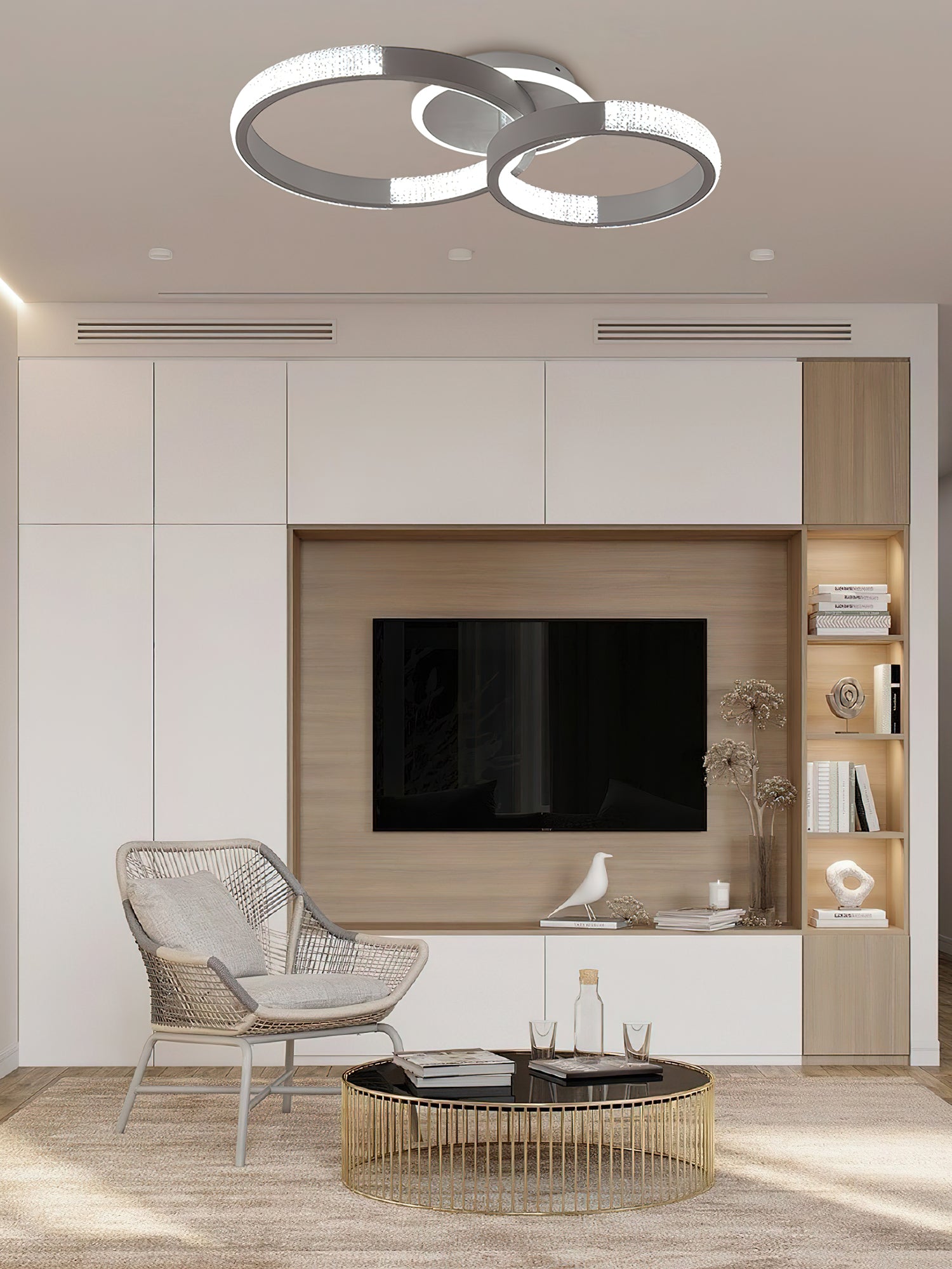 モダンなダブルリング天井ランプ