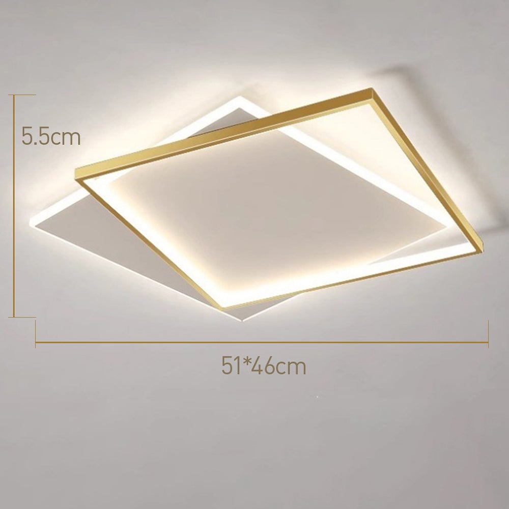 リビングルームに最適な、現代的なゴールドとブラックのLEDシーリングライト