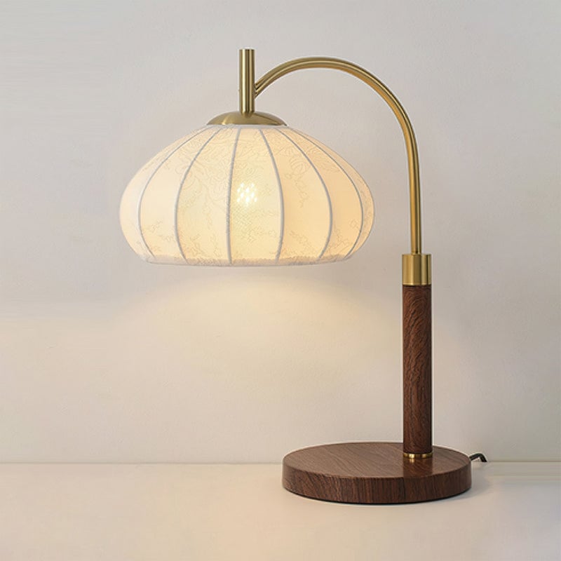 ヴィンテージファブリックウッドテーブルランプ