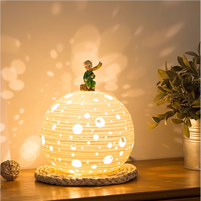 プラネットホワイト寝室用セラミックテーブルランプ