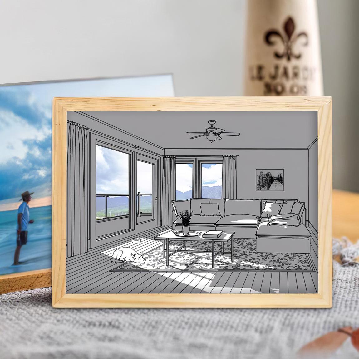 日光浴する犬の壁画アートランプ