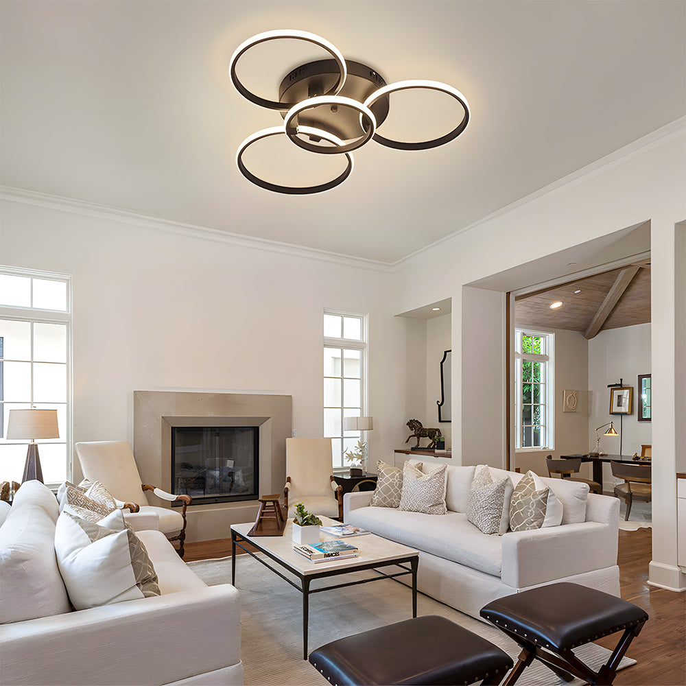 ユニークなデザインのサークルリングメタルLEDシーリングライト