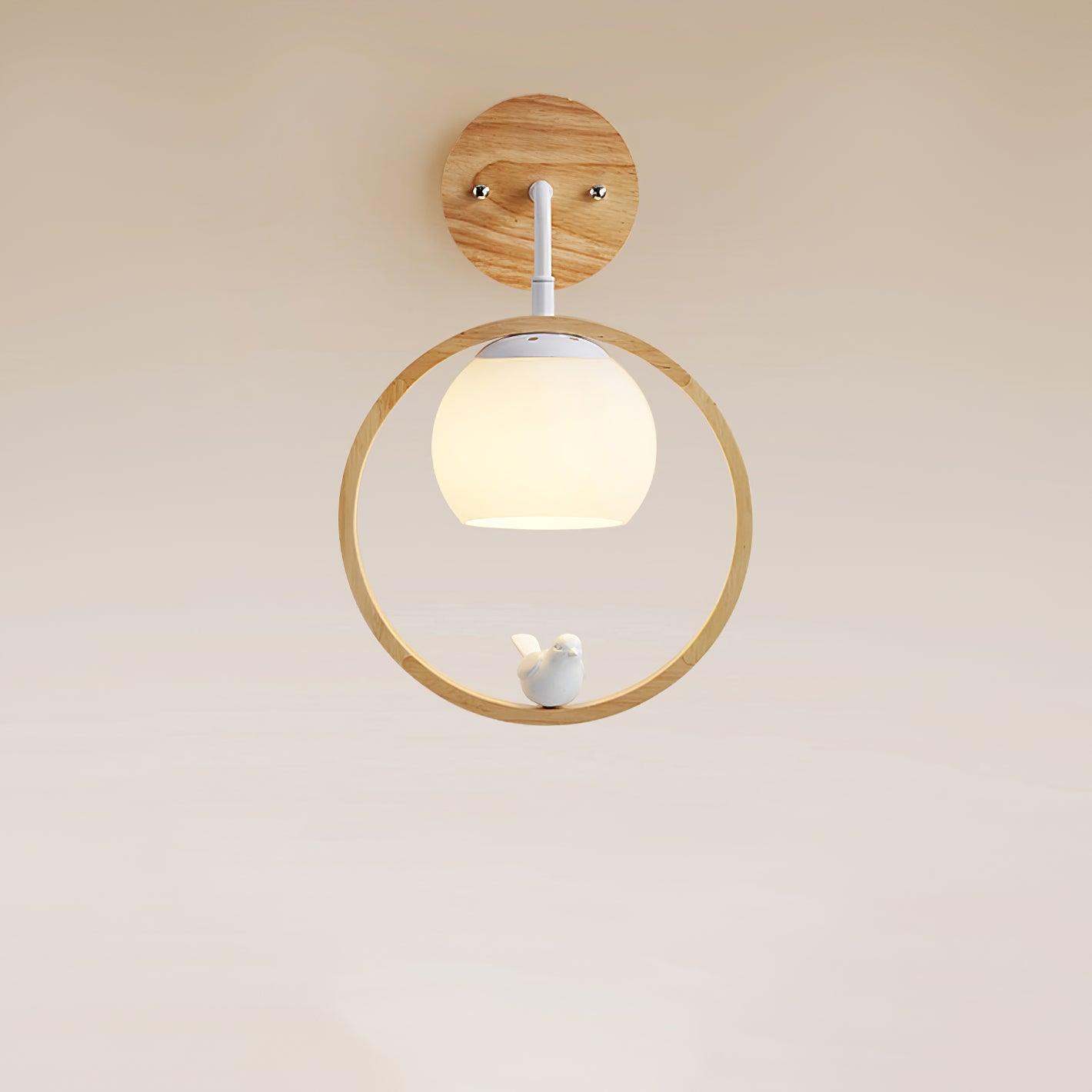 Wood Bird Wall Lamp