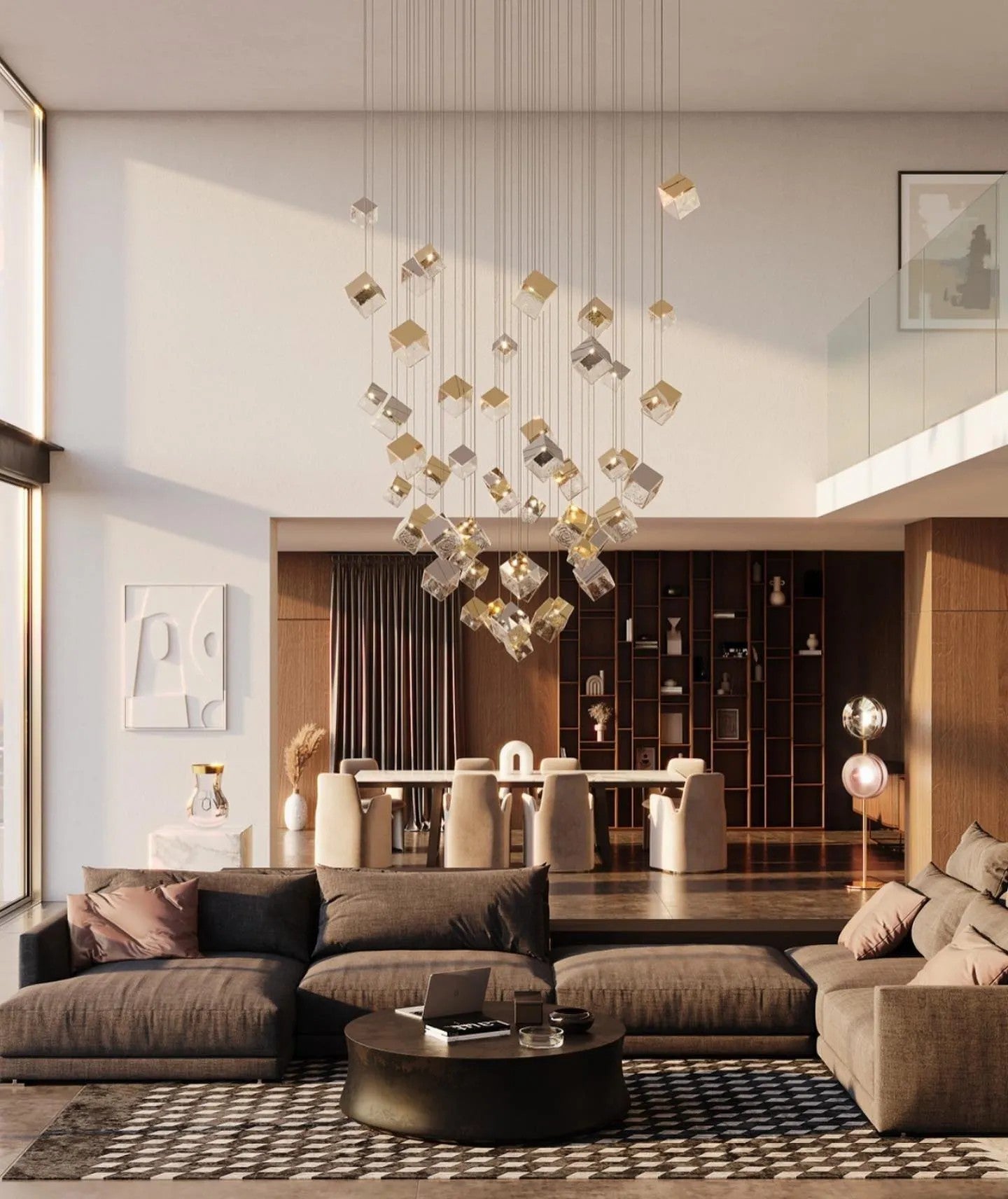 スクエアアートガラスシャンデリア