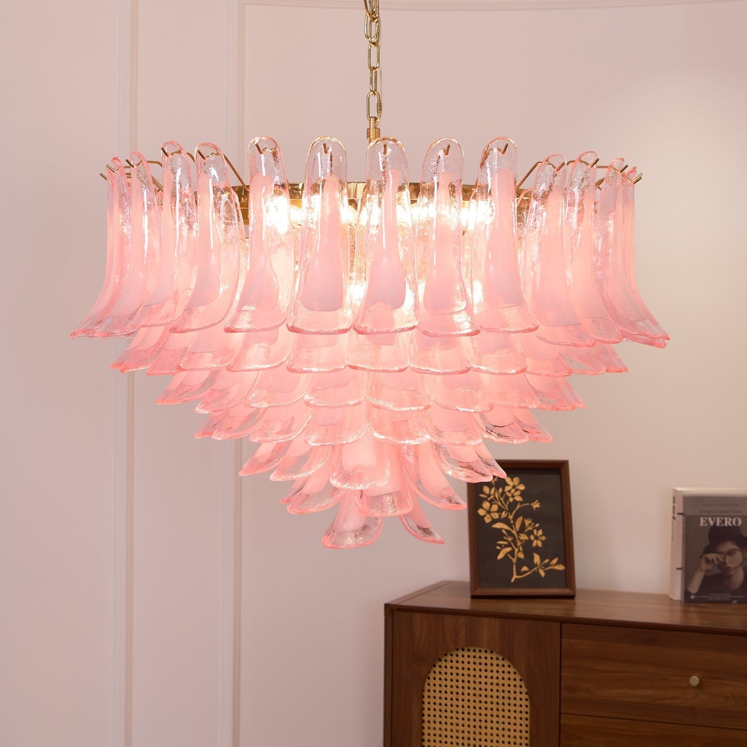 Addis Pink Glass Chandelier