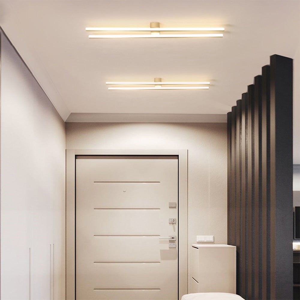 インダストリアルミニマリストアイアンリビングルームダブルリニアLEDシーリングライト