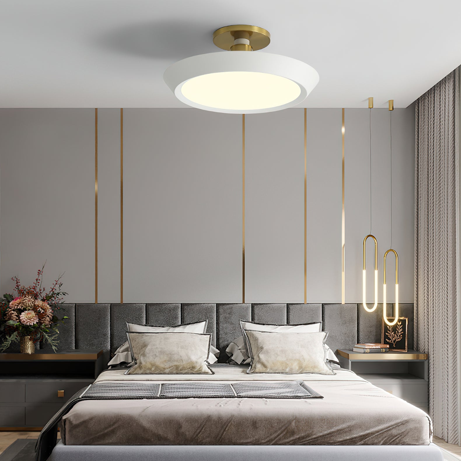 厚い楕円形の天井照明