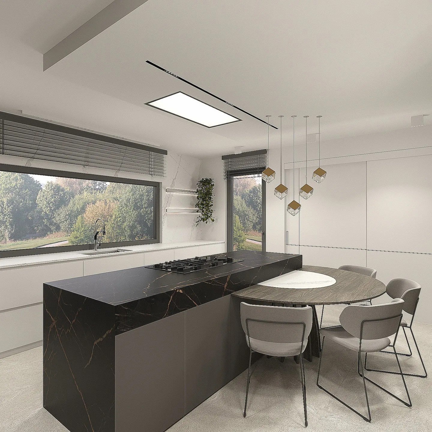 スクエアアートガラスシャンデリア