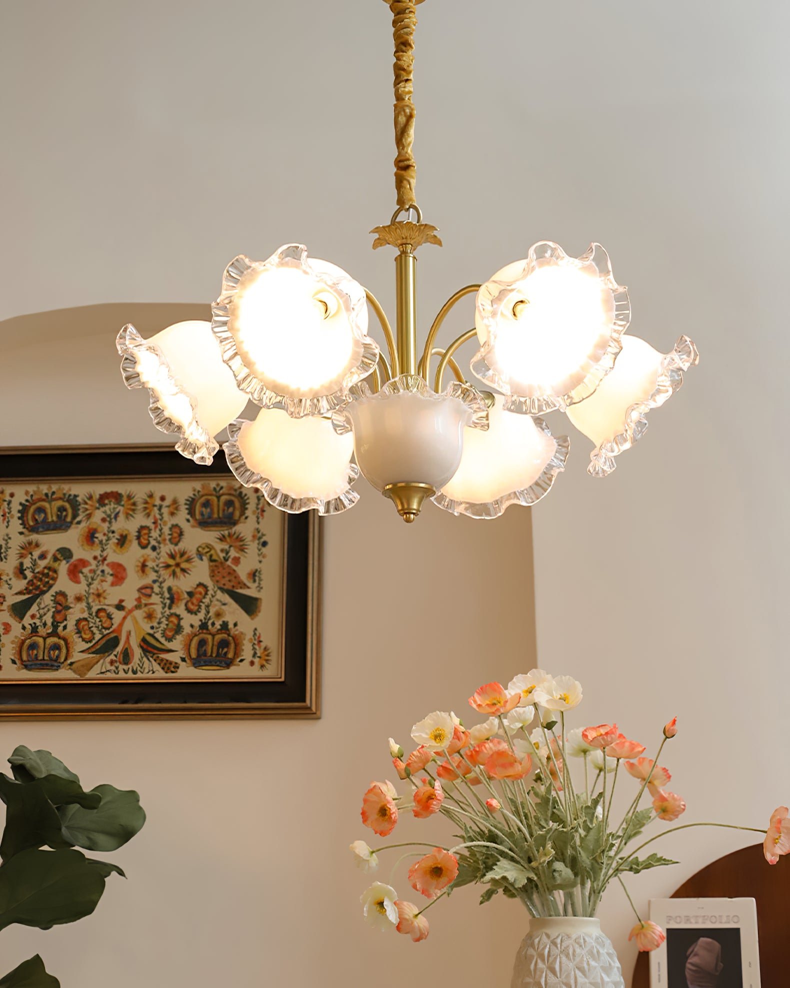 花柄ガラスシャンデリア