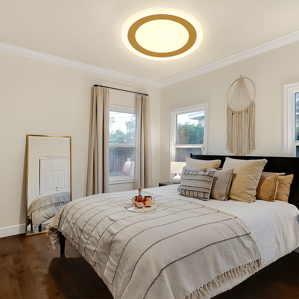 リビングルームに最適なシンプルなデザインのアクリル製フラッシュマウント天井ランプ