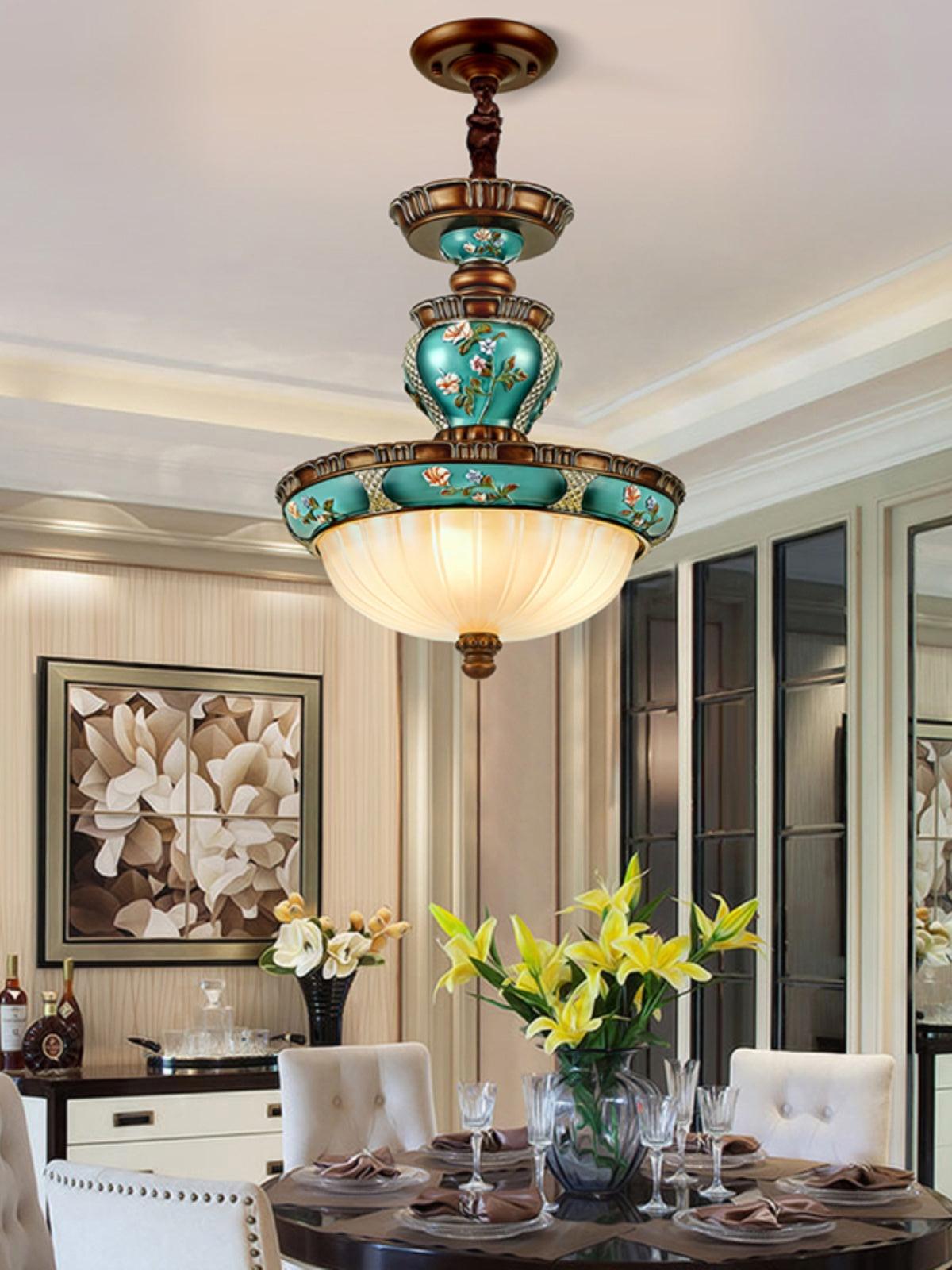 レトロな花柄樹脂埋め込み型シーリングライト