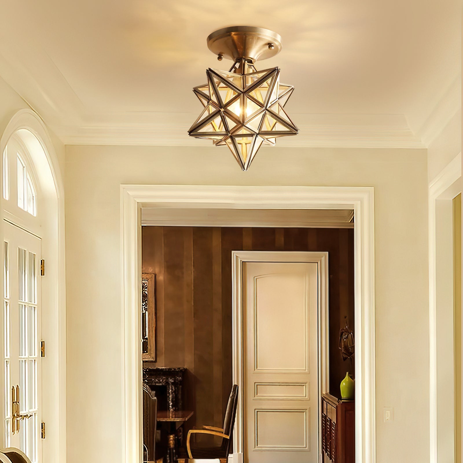 真鍮製五芒星型天井ランプ