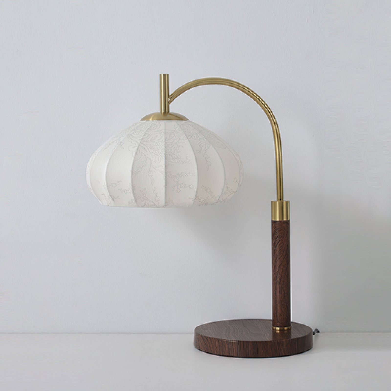 ヴィンテージファブリックウッドテーブルランプ