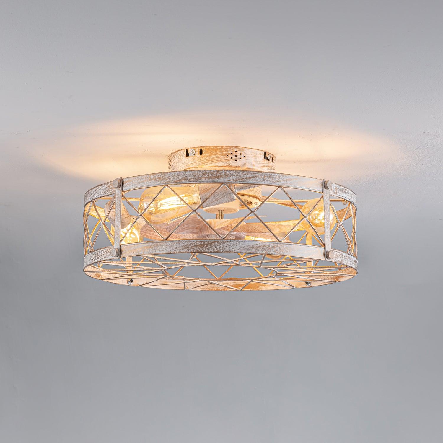 ホワイトとゴールドのメタル、リモートシーリングファンランプ付き