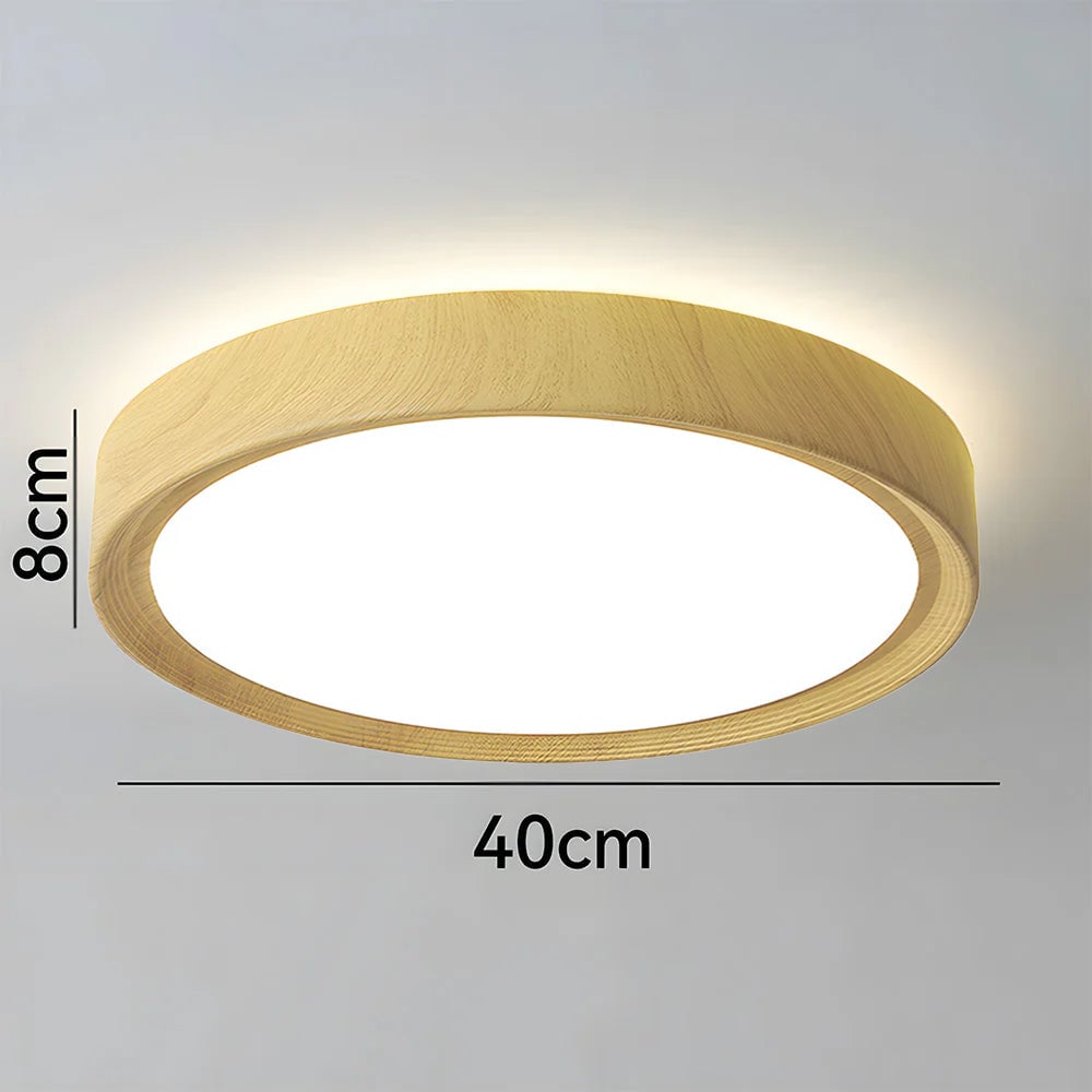 モダンミニマリストラウンドウッドカラーアイアンLEDシーリングライト
