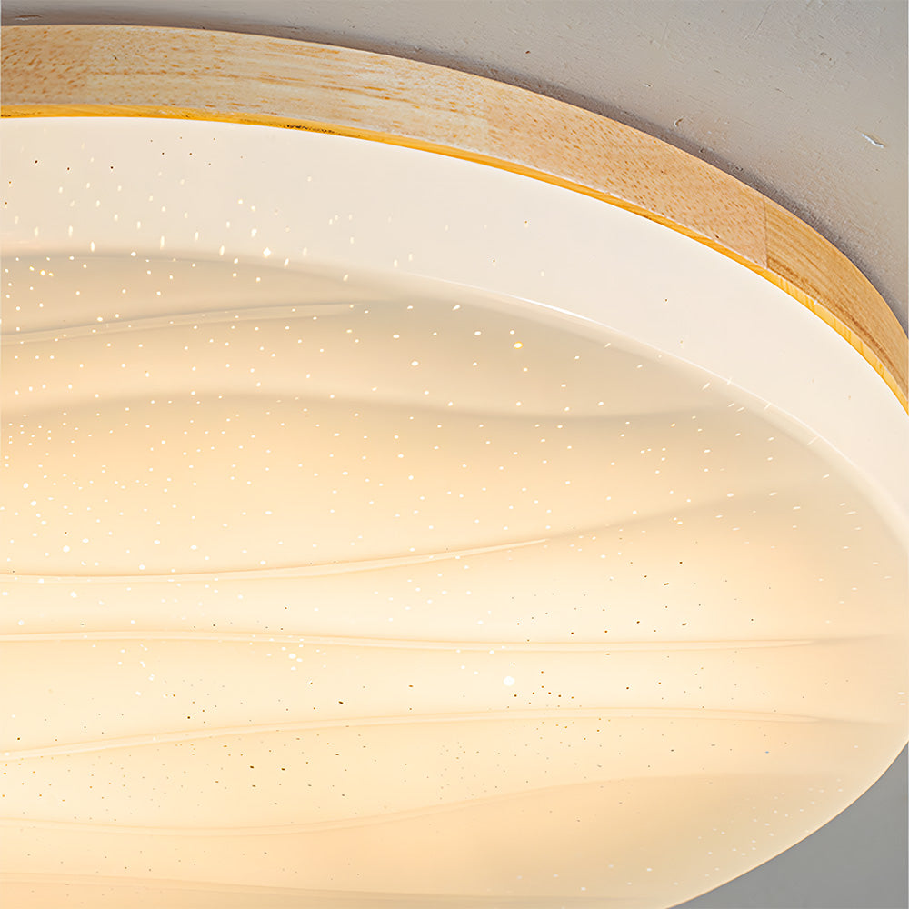 レトロミニマルな木製リビングルームLEDシーリングライト