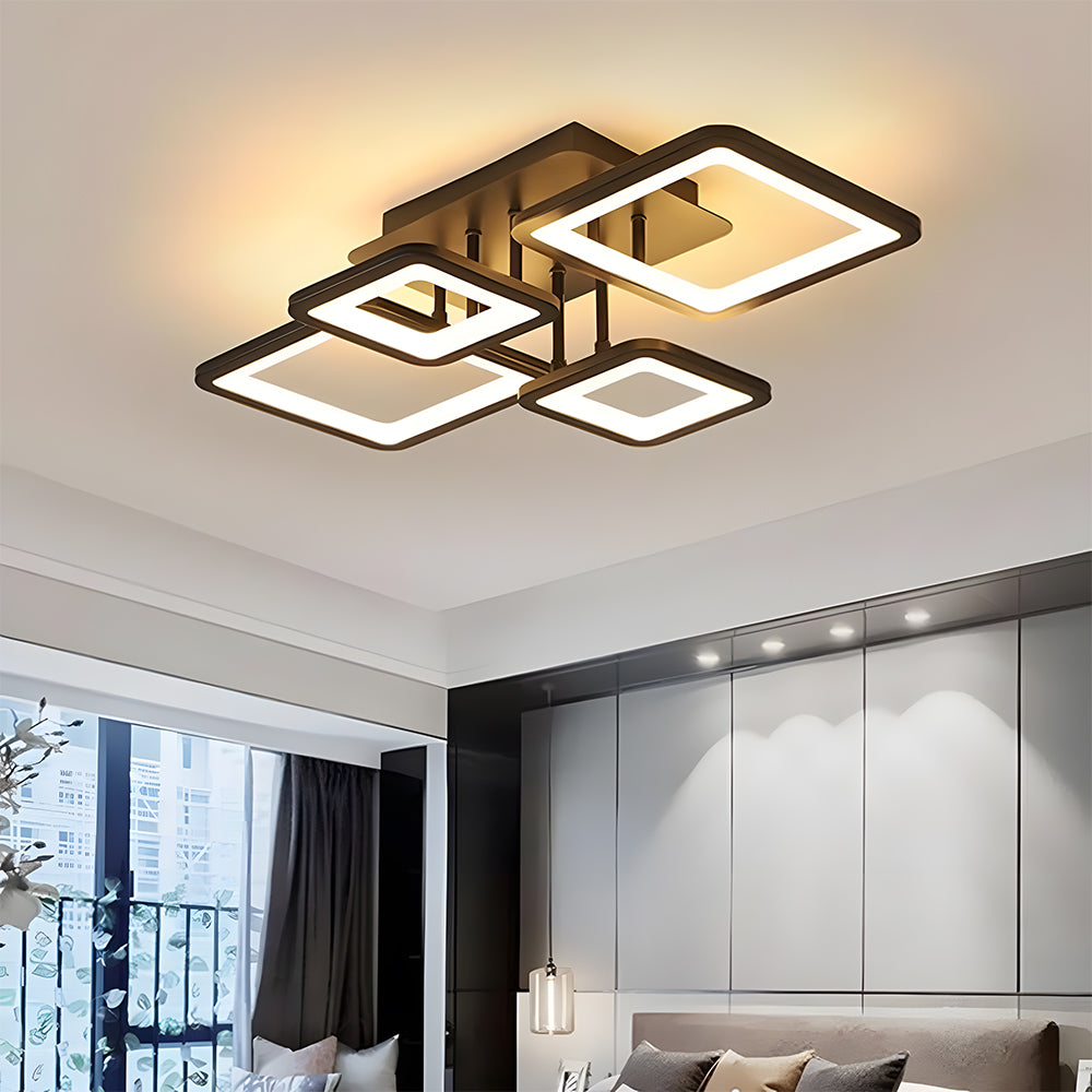 モダンなLEDシーリングライト、リビングルーム用ブラックアクリルシーリングランプ