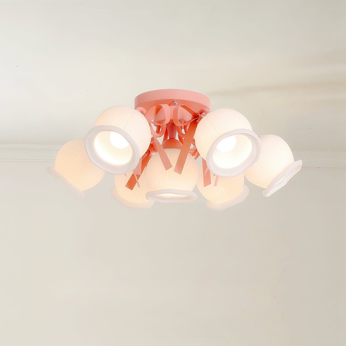 クリームガラスバッドシーリングランプ