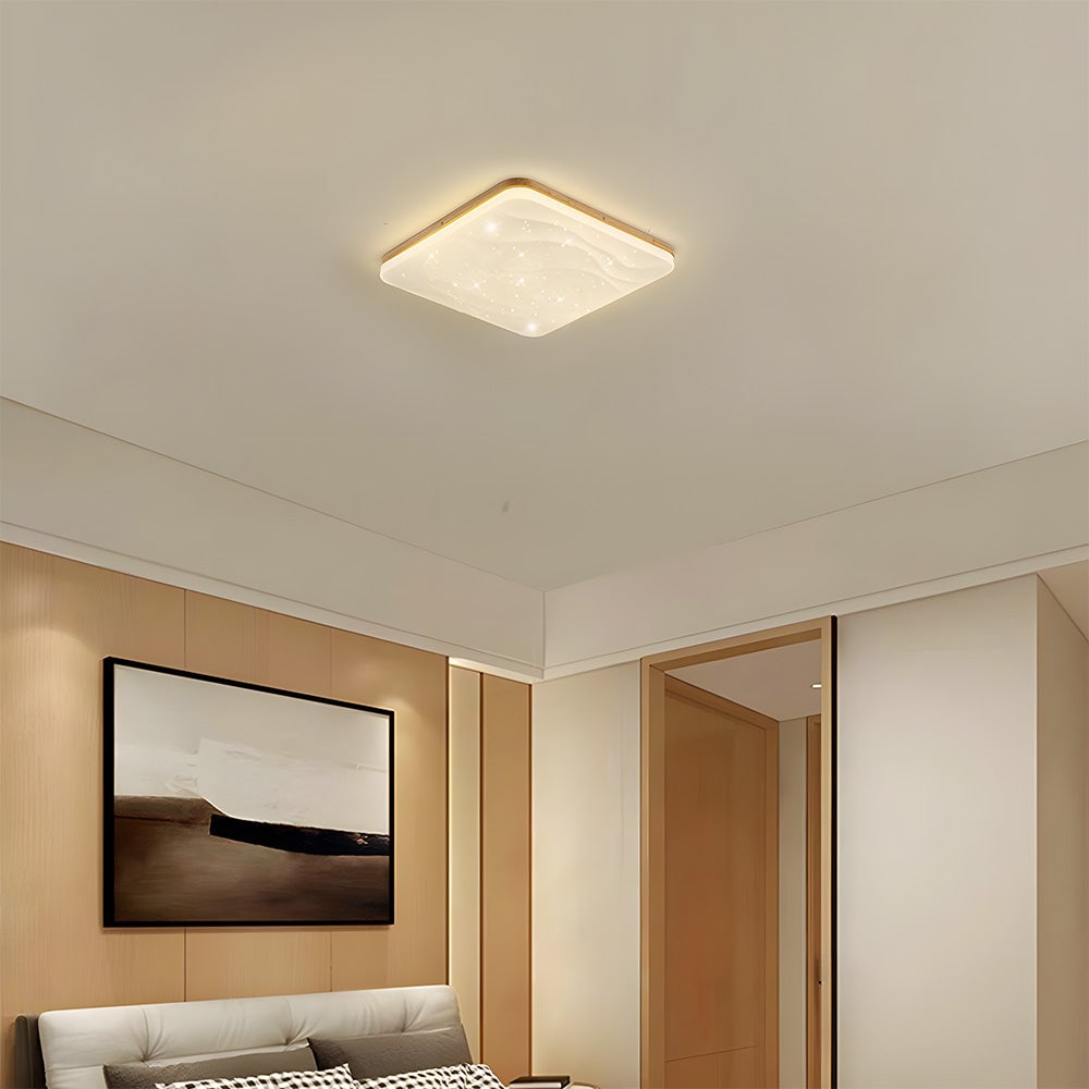 レトロミニマルな木製リビングルームLEDシーリングライト