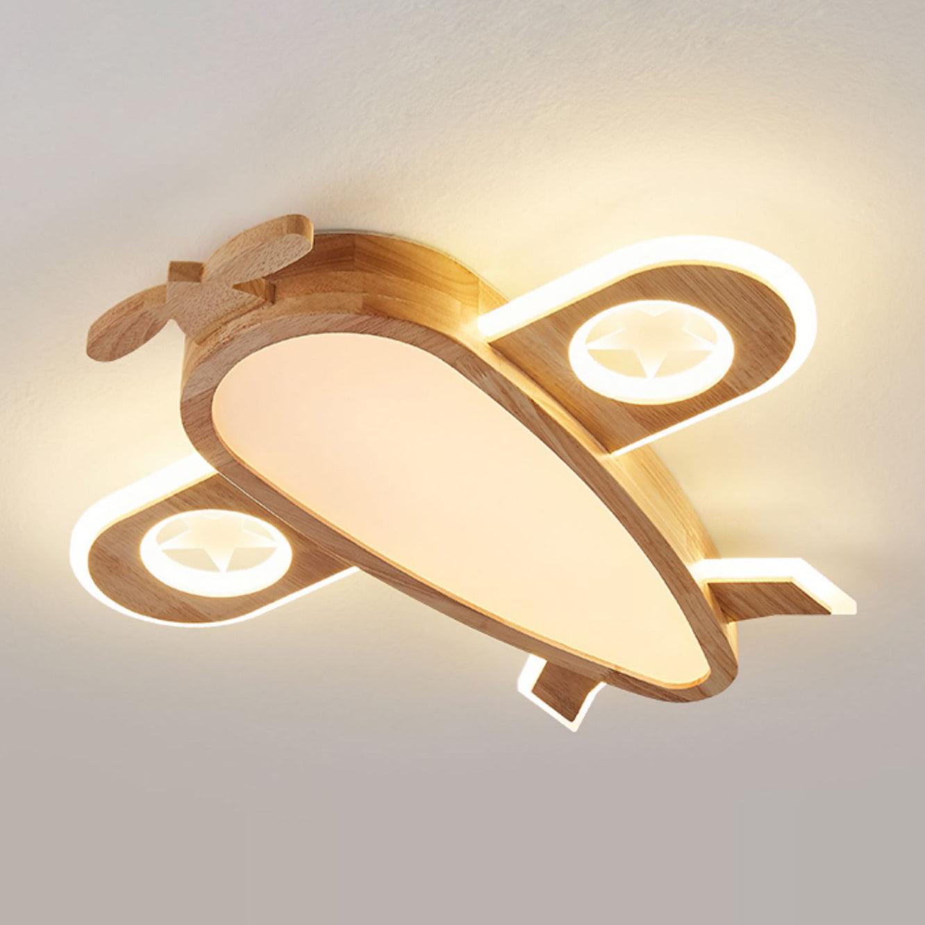 Wood Airplane Ceiling Lamp