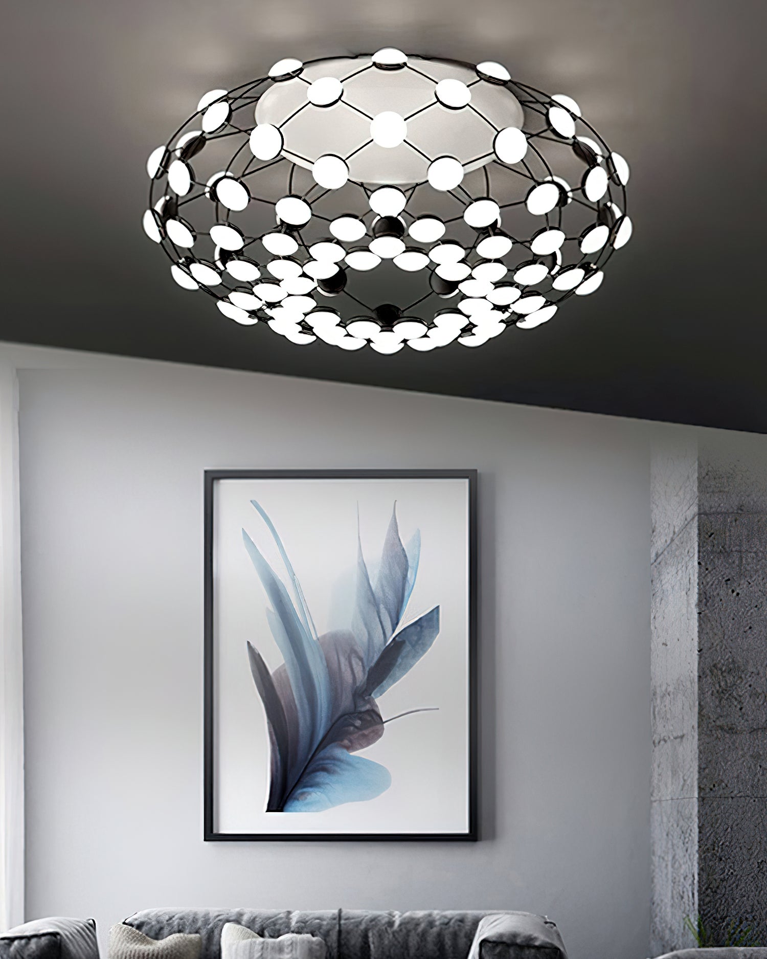 黒と白のメッシュ天井ランプ