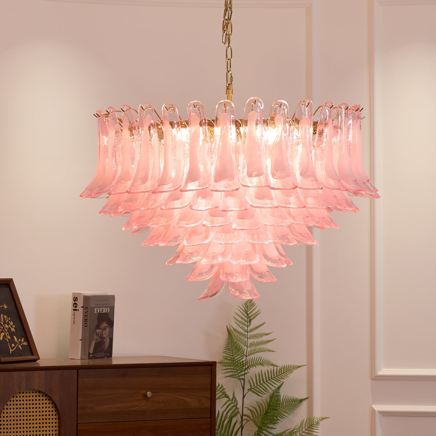 Addis Pink Glass Chandelier