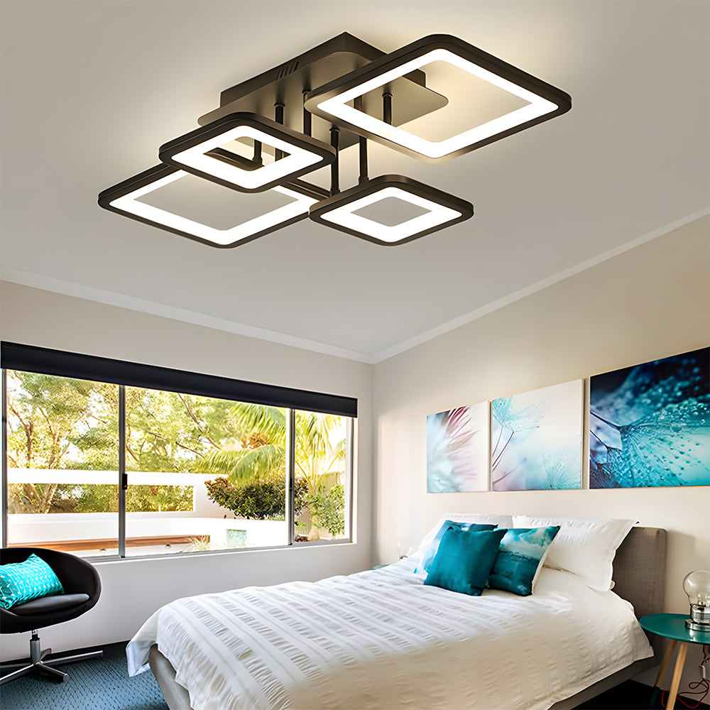 モダンなLEDシーリングライト、リビングルーム用ブラックアクリルシーリングランプ