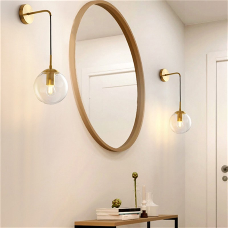 北欧ガラスボールウォールライト