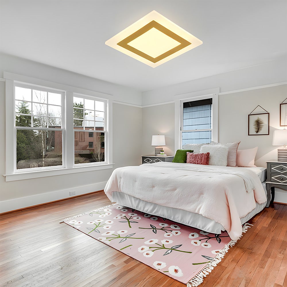 リビングルームに最適なシンプルなデザインのアクリル製フラッシュマウント天井ランプ