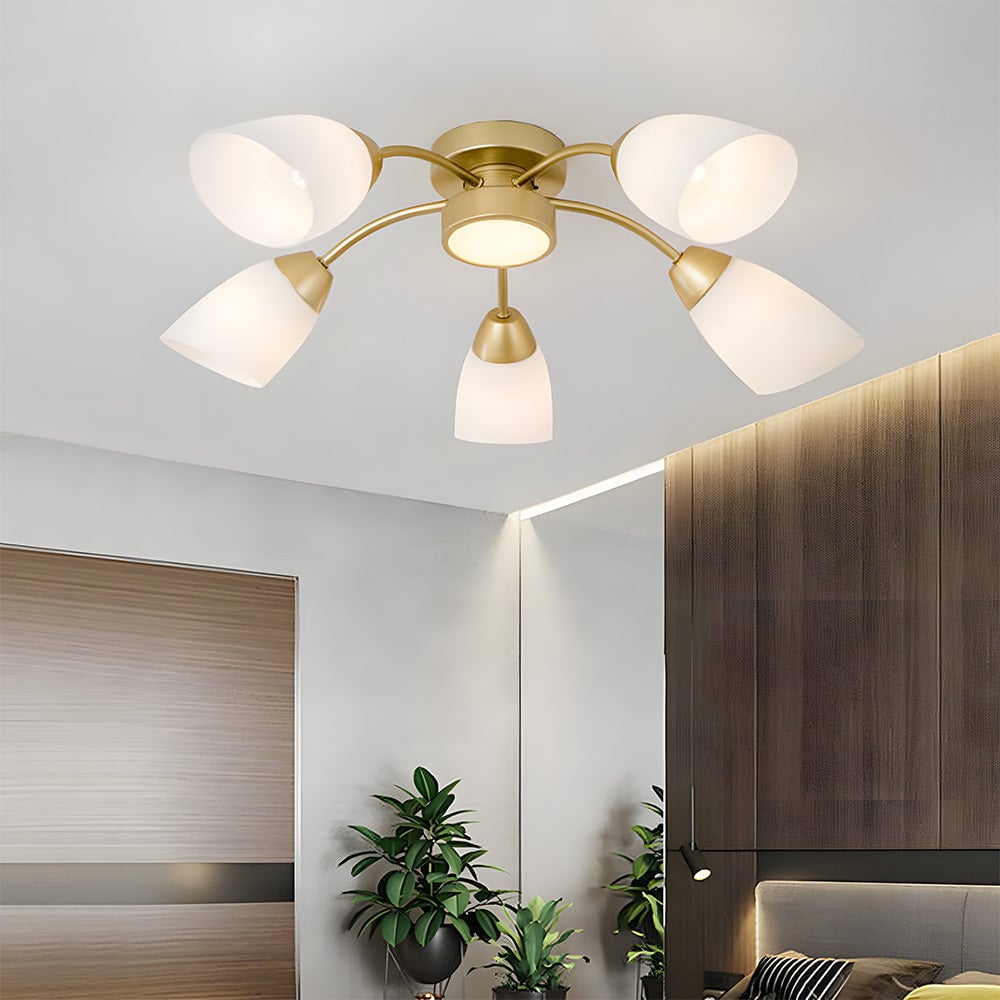 北欧風装飾 フロストガラス LED 寝室用シーリングライト