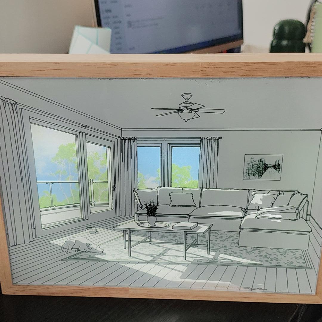 日光浴する犬の壁画アートランプ