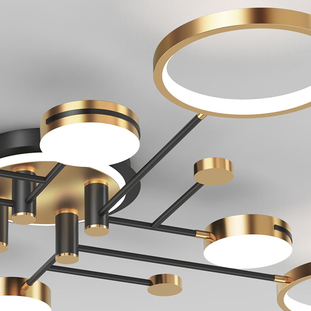 サークルズクリエイティブLEDゴールドリビングルームシーリングライト