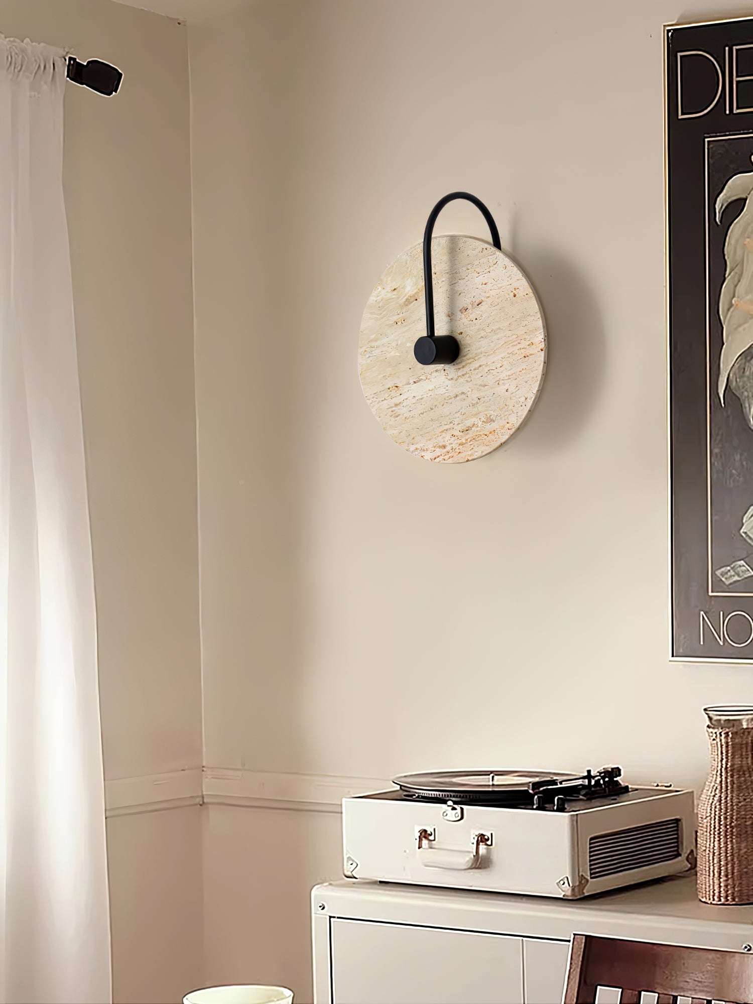 ラウンドトラバーチンウォールランプ