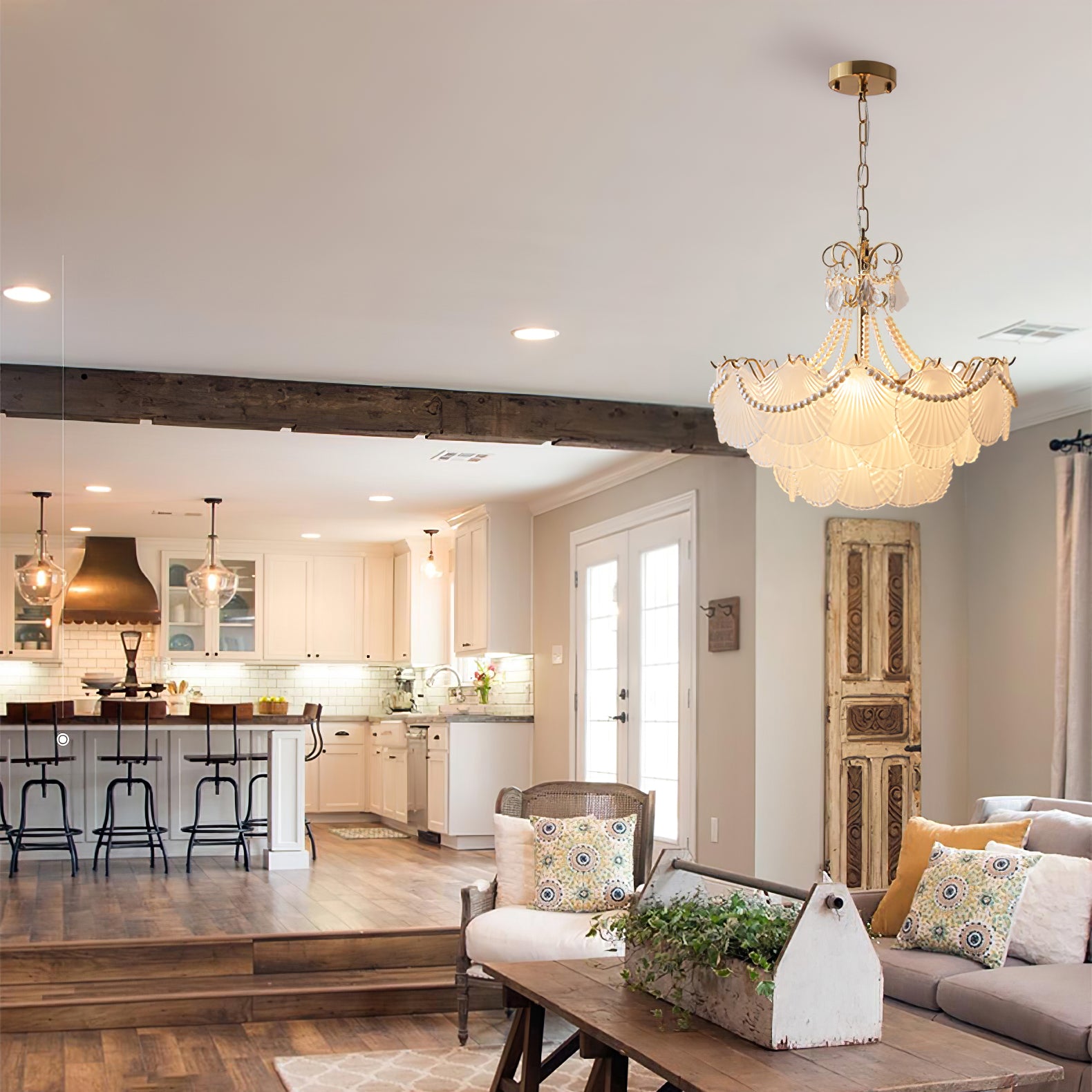 シェルシェードクリスタルシャンデリア