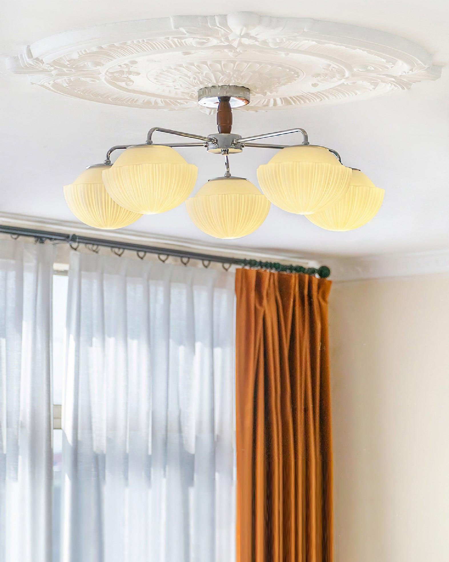 リブウォールナットシーリングランプ