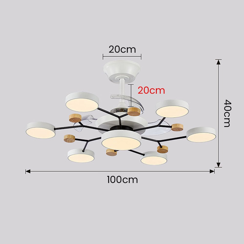 スカンジナビア風LED寝室用シーリングファンライト
