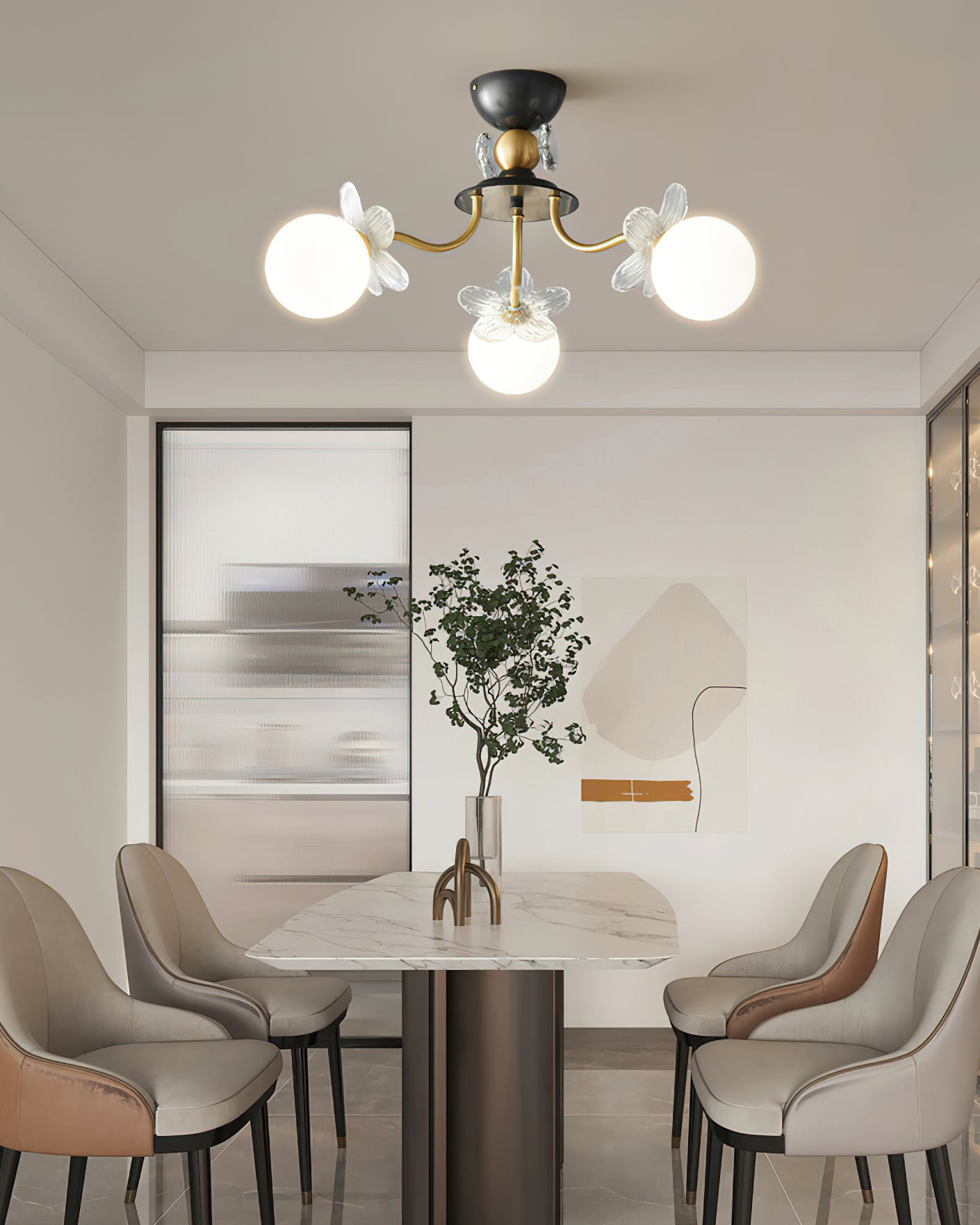 ブロッサムフラワーガラスシャンデリア