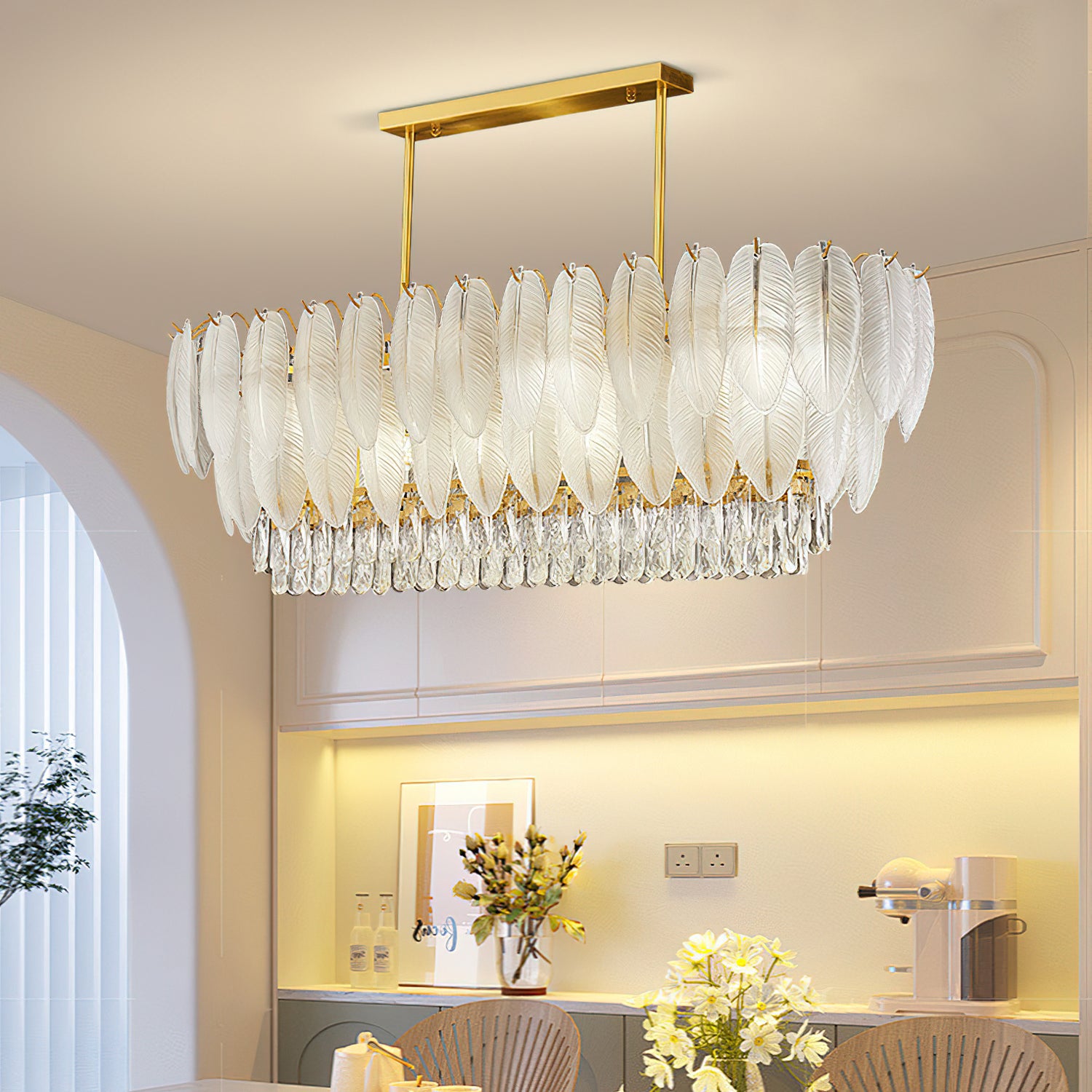 Greta Feather Crystal Chandelier