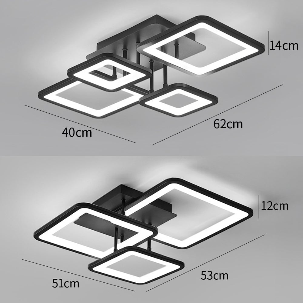 モダンなLEDシーリングライト、リビングルーム用ブラックアクリルシーリングランプ