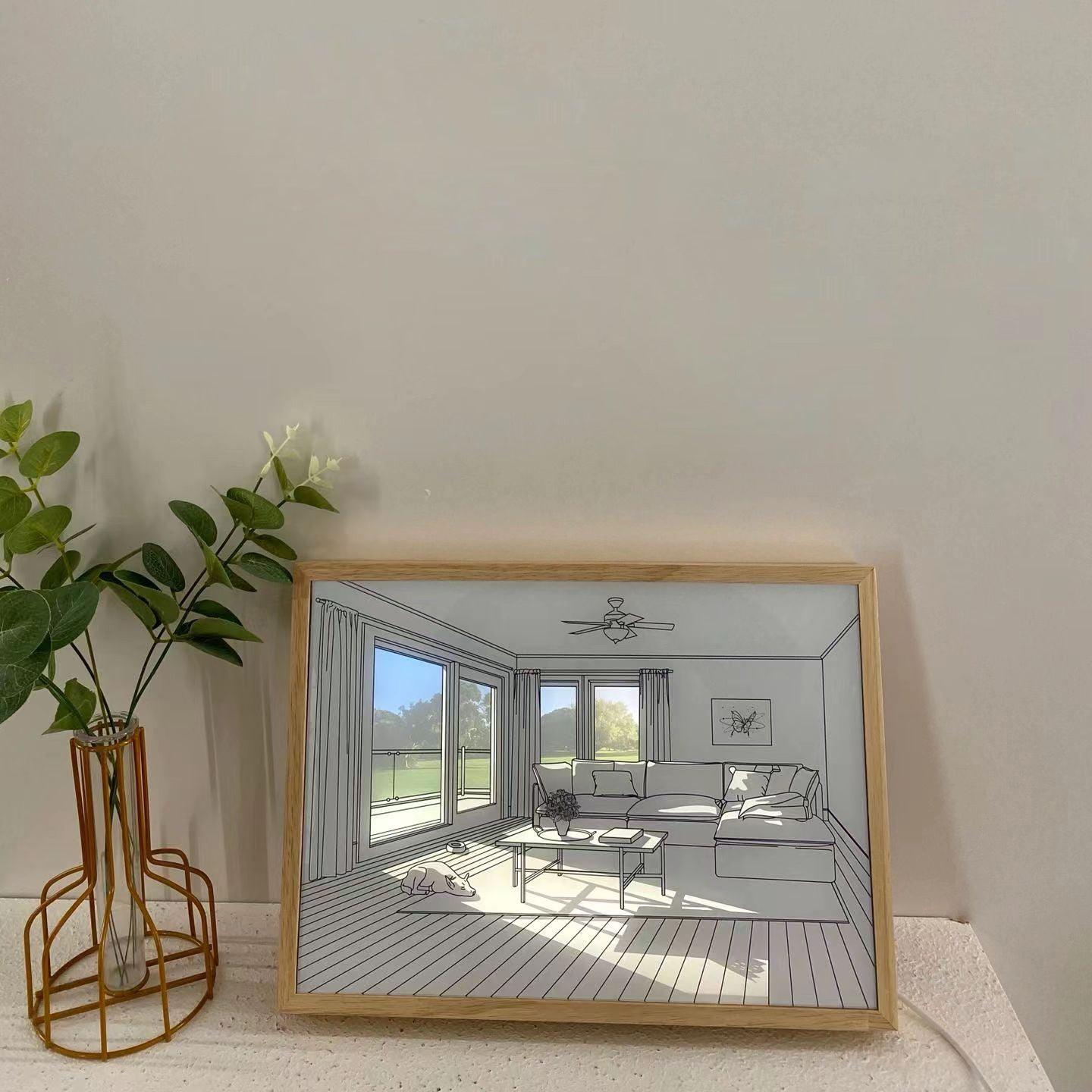 日光浴する犬の壁画アートランプ