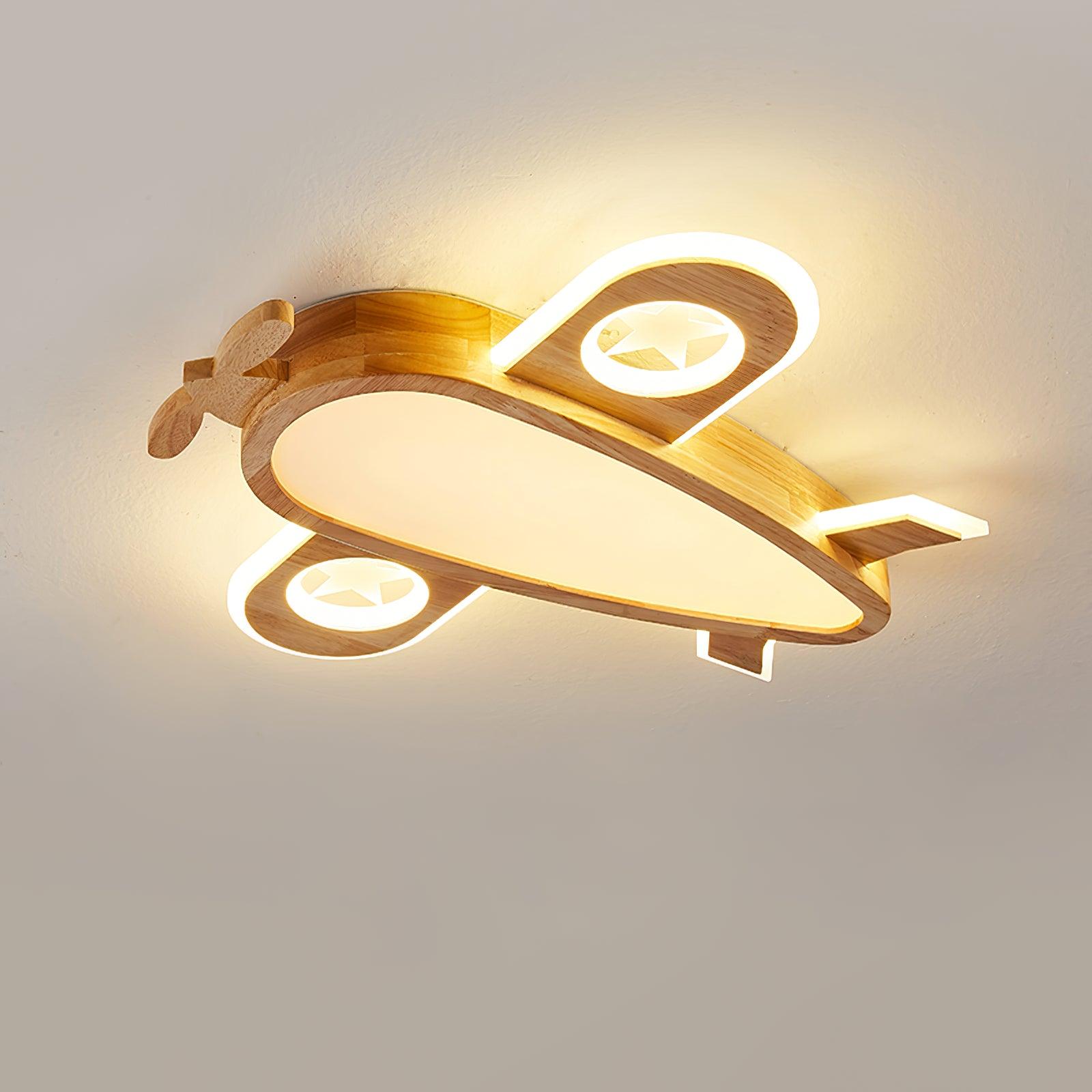 Wood Airplane Ceiling Lamp