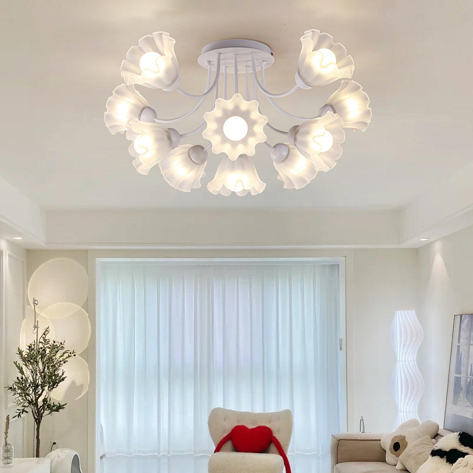 花の彫刻のシーリングランプ