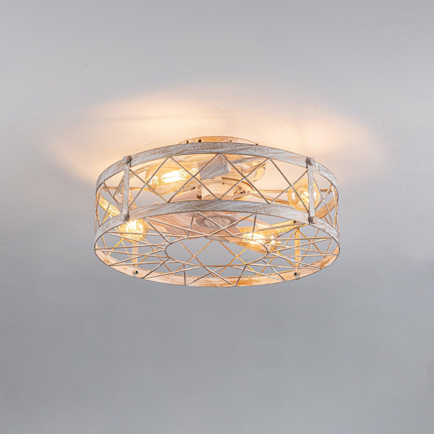 ホワイトとゴールドのメタル、リモートシーリングファンランプ付き