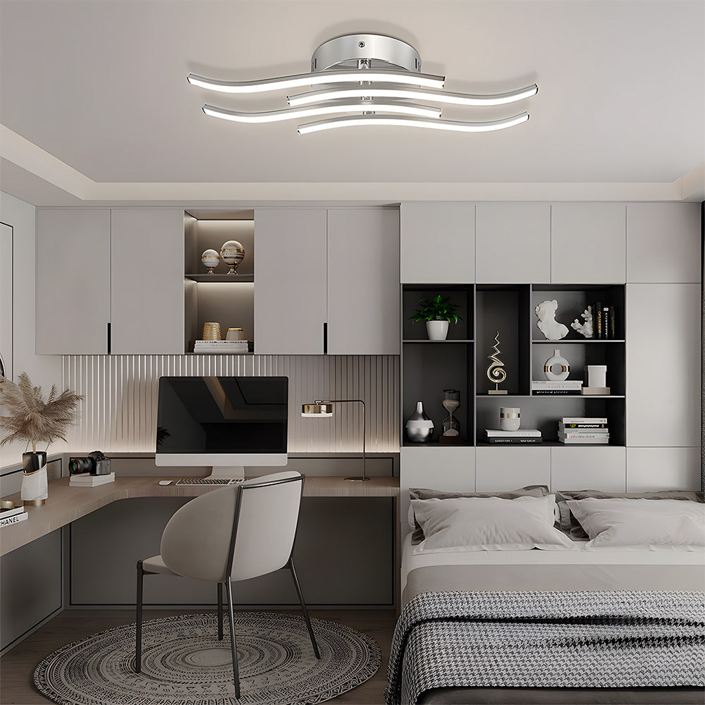 モダンデザインのシルバーLEDリビングルームシーリングライト