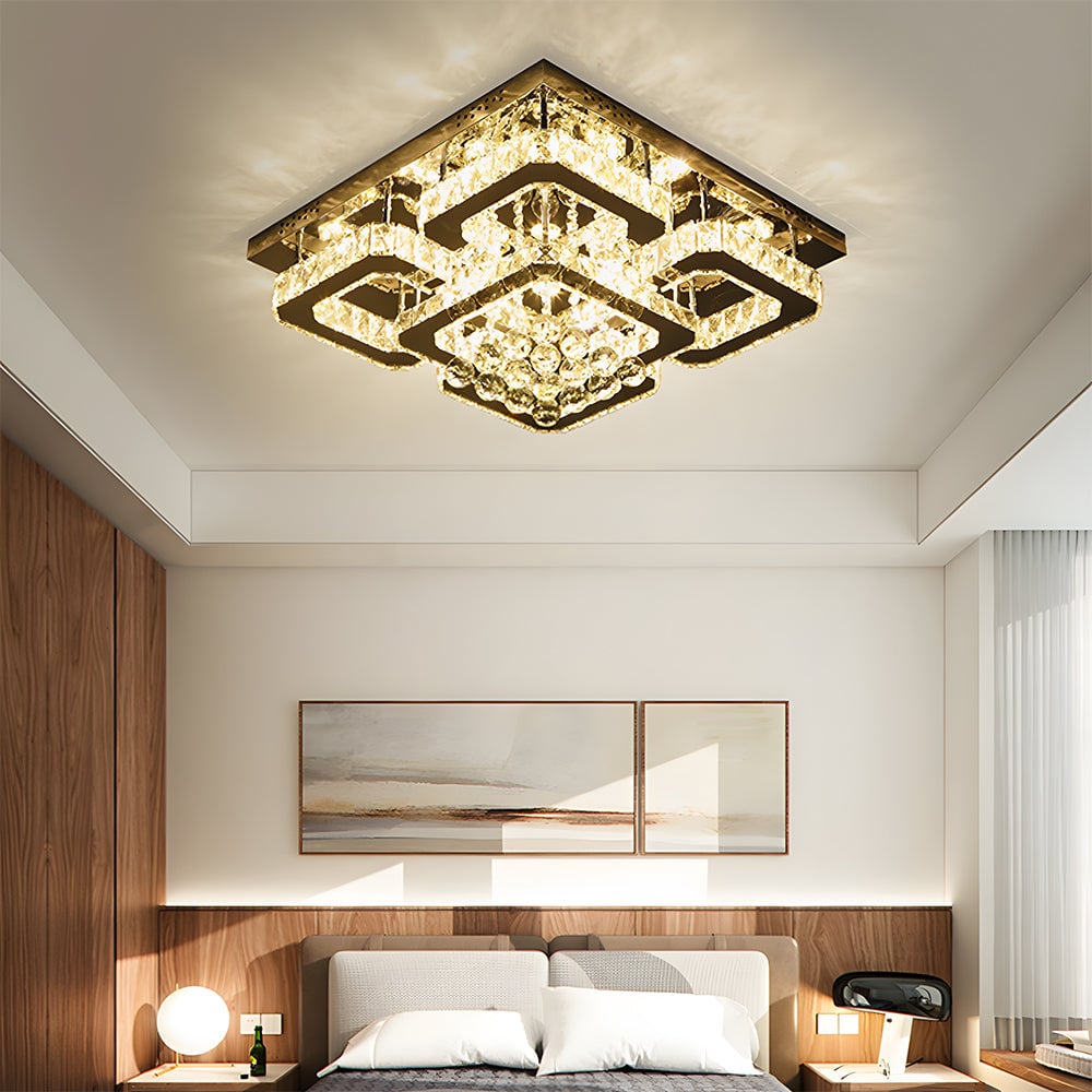 北欧風LEDクリスタルスクエアシーリングライト