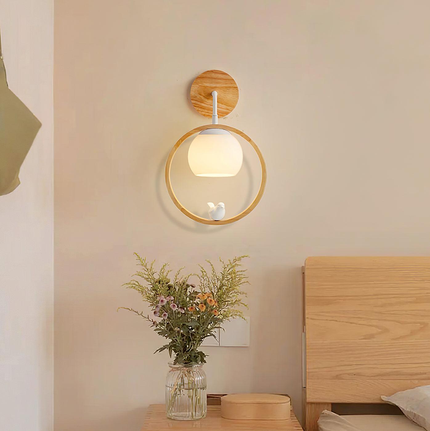 Wood Bird Wall Lamp