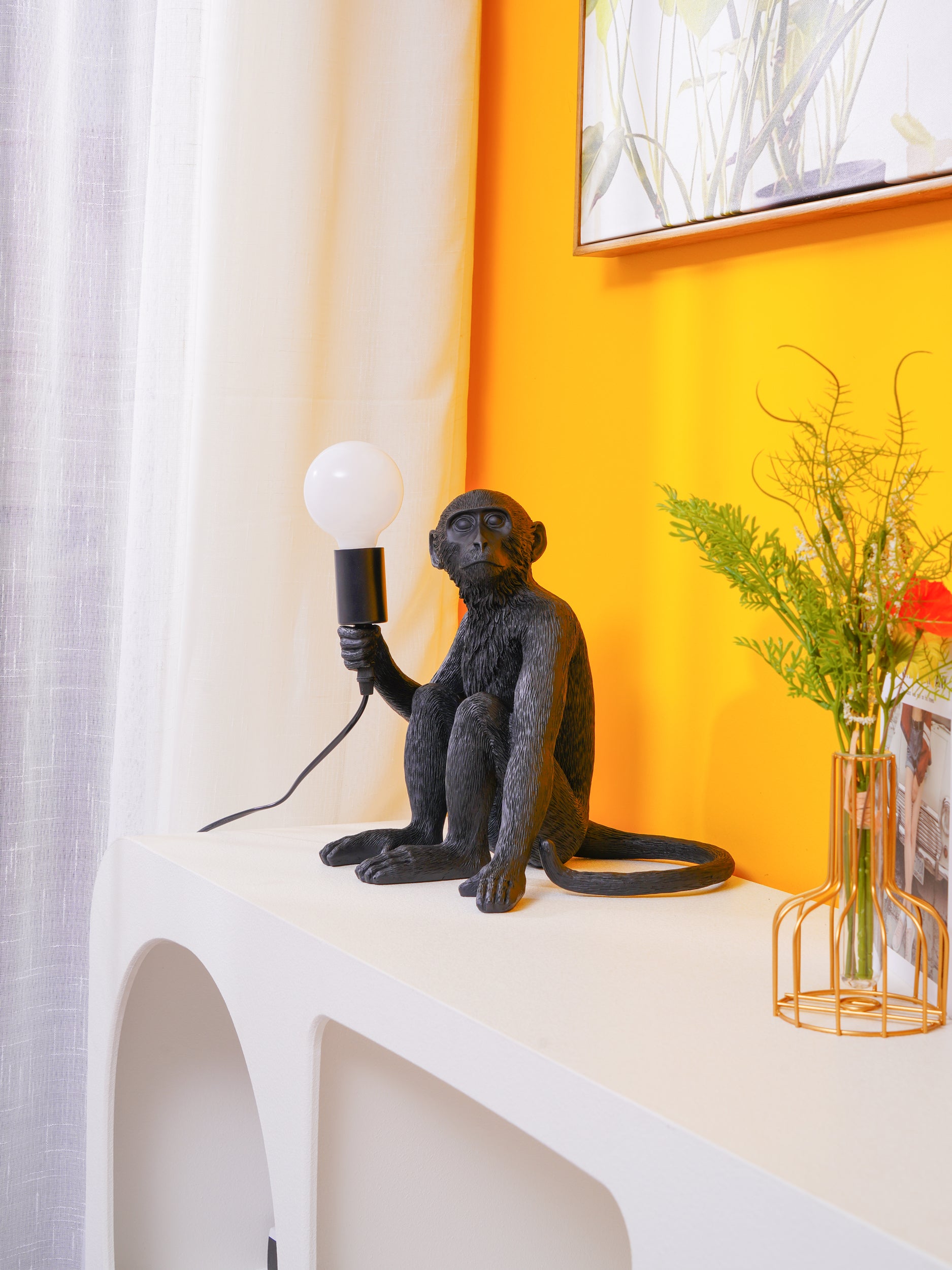Monkey Resin Table Lamp