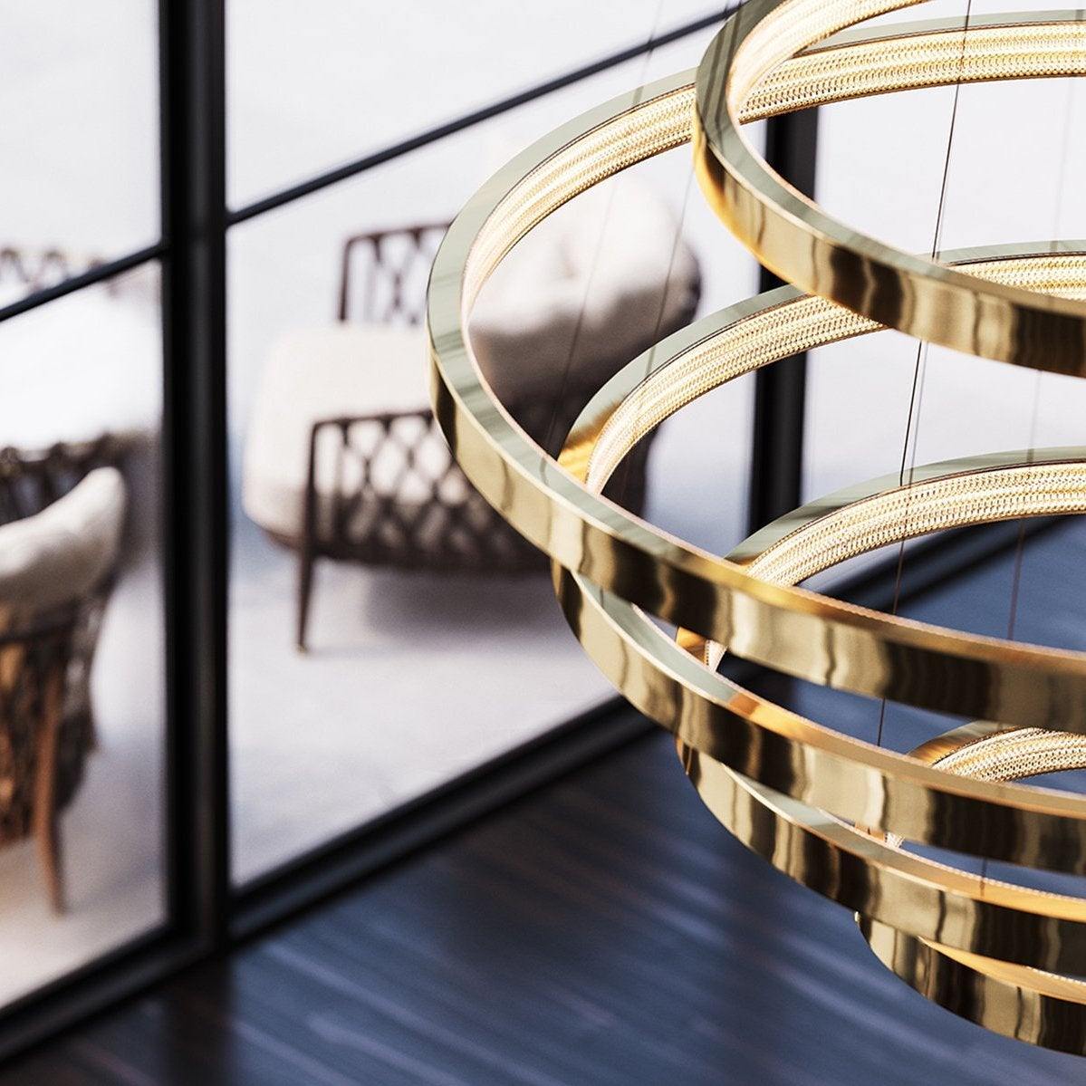 Ring Art Stairwell Chandelier