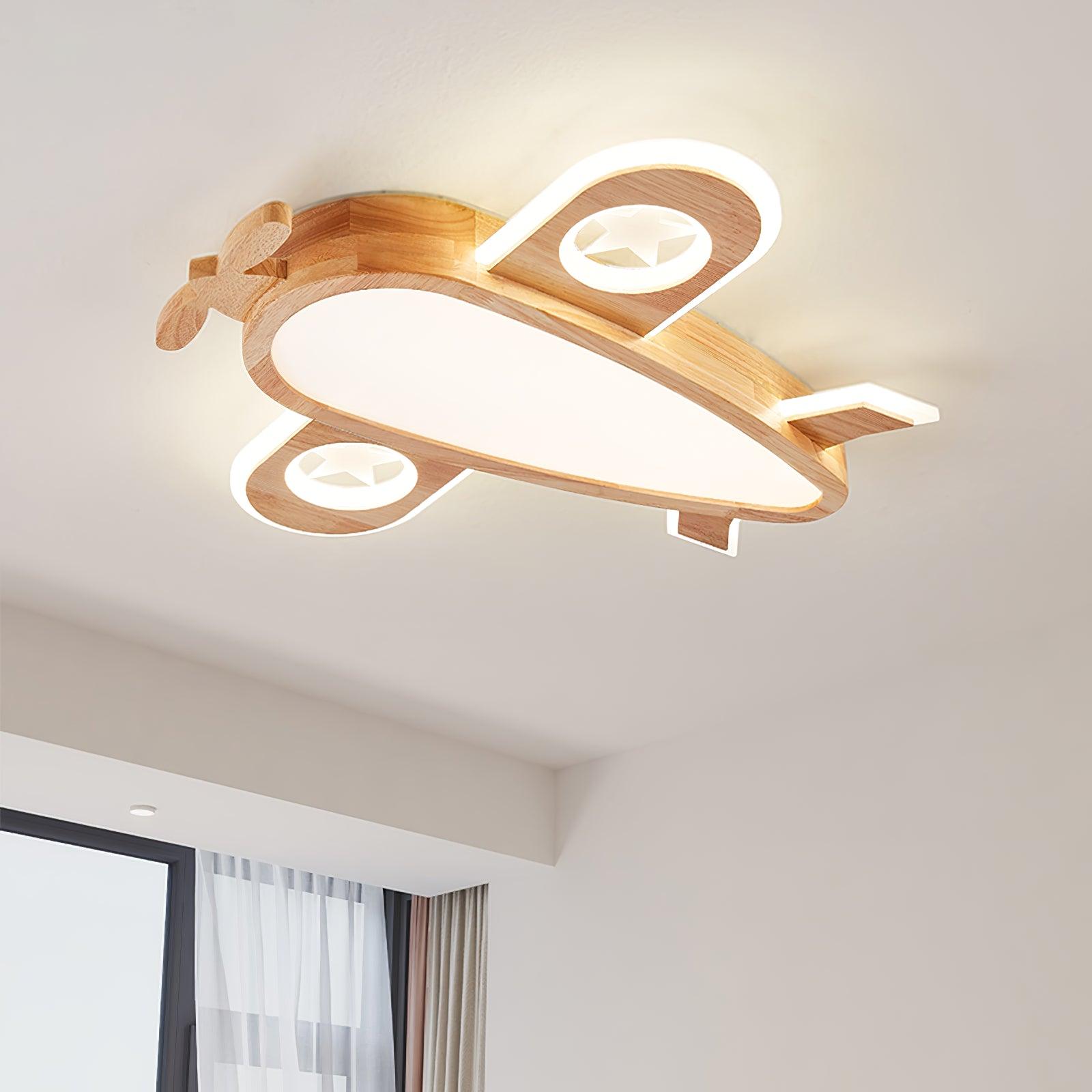 Wood Airplane Ceiling Lamp
