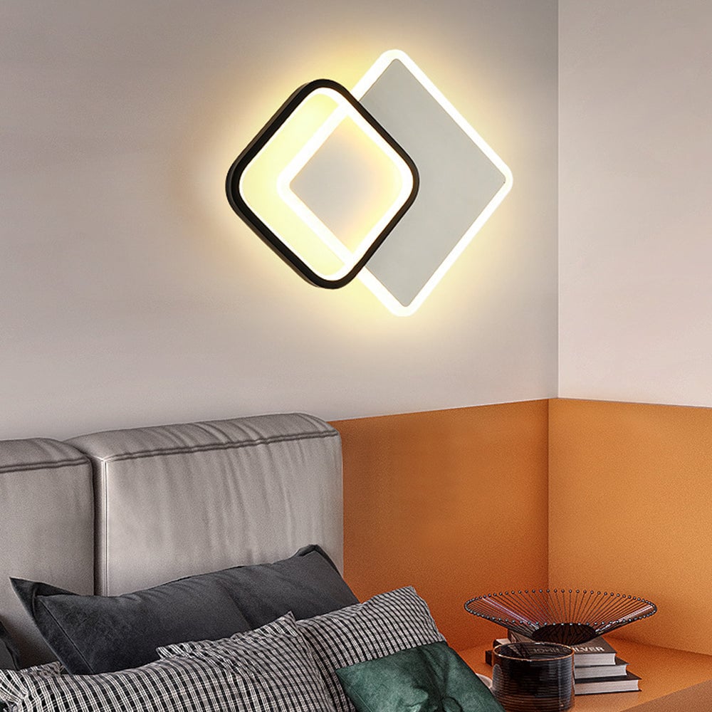 リビングルームに最適な、モダンな幾何学模様のアイアンブラックフラッシュLEDシーリングライト